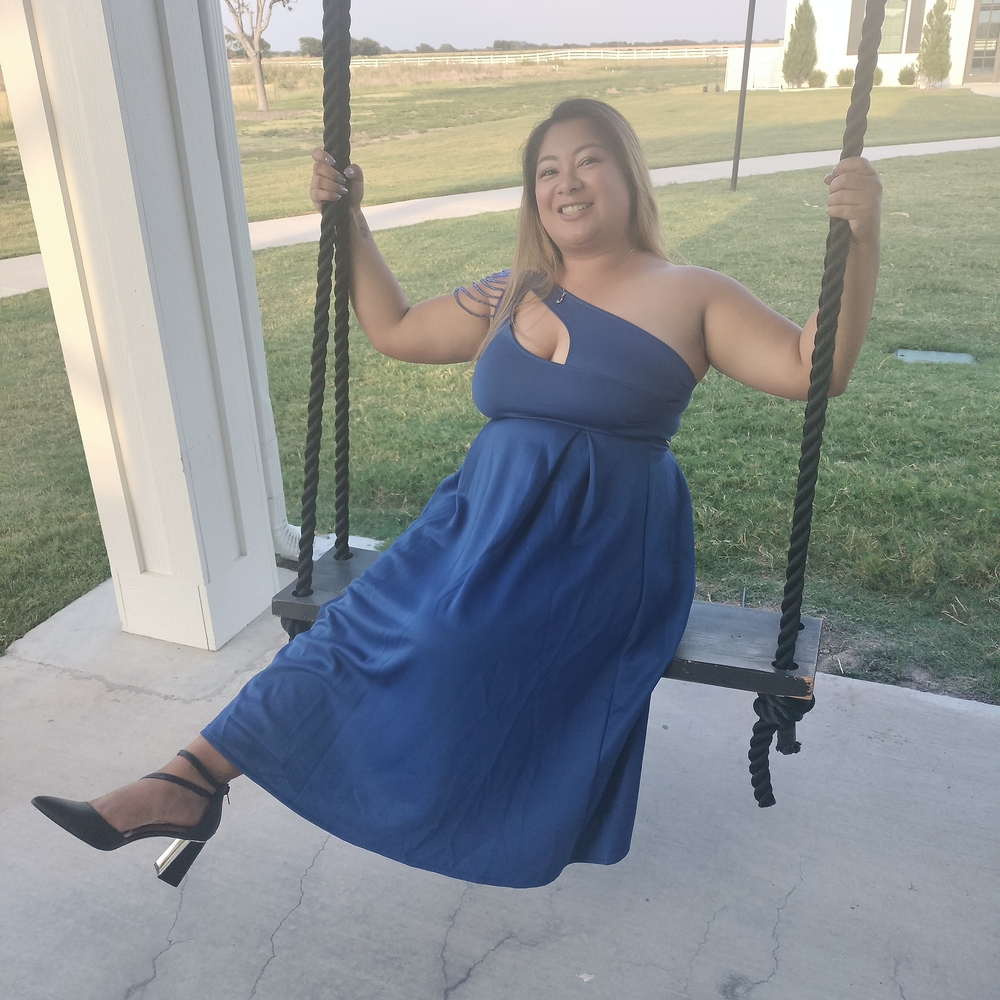 Elegant Blue One-Shoulder Dress
